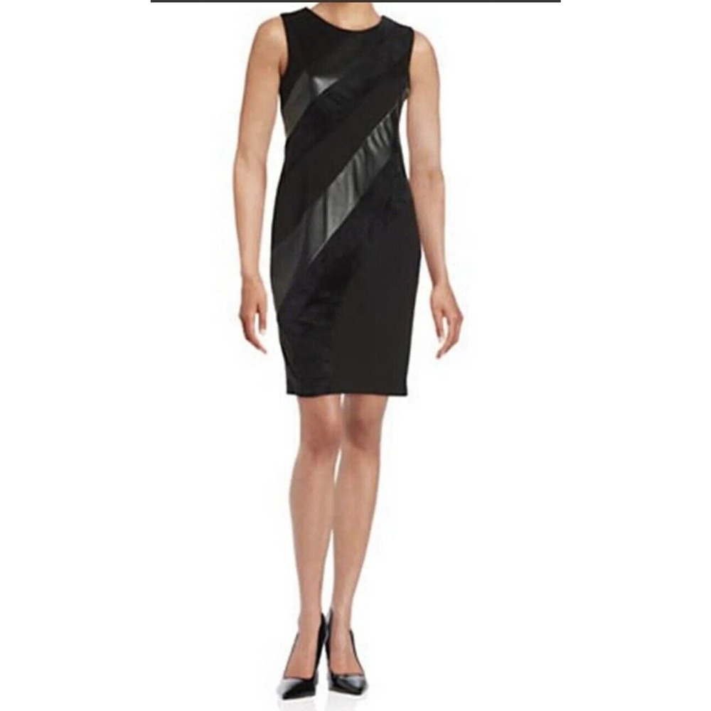 Calvin Klein Women's Black NWT Faux Suede Sleeveless Sheath Dress Size 20W.
